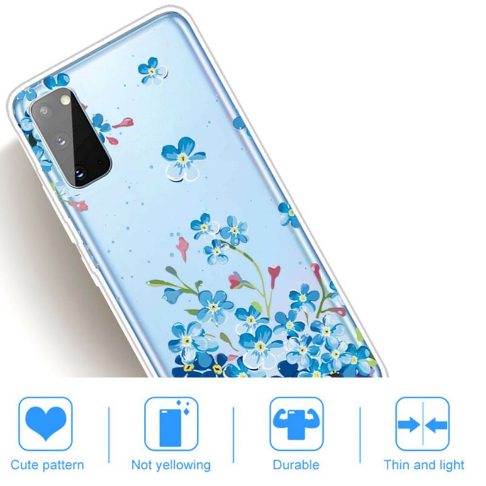 Hoesje voor Samsung Galaxy A41 Blauwe Bloemen