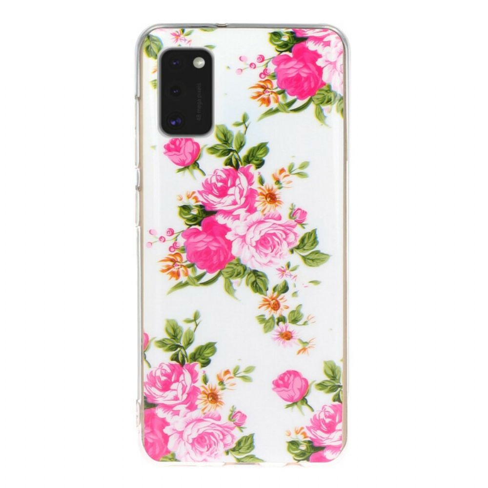 Hoesje voor Samsung Galaxy A41 Fluorescerende Vrijheidsbloemen