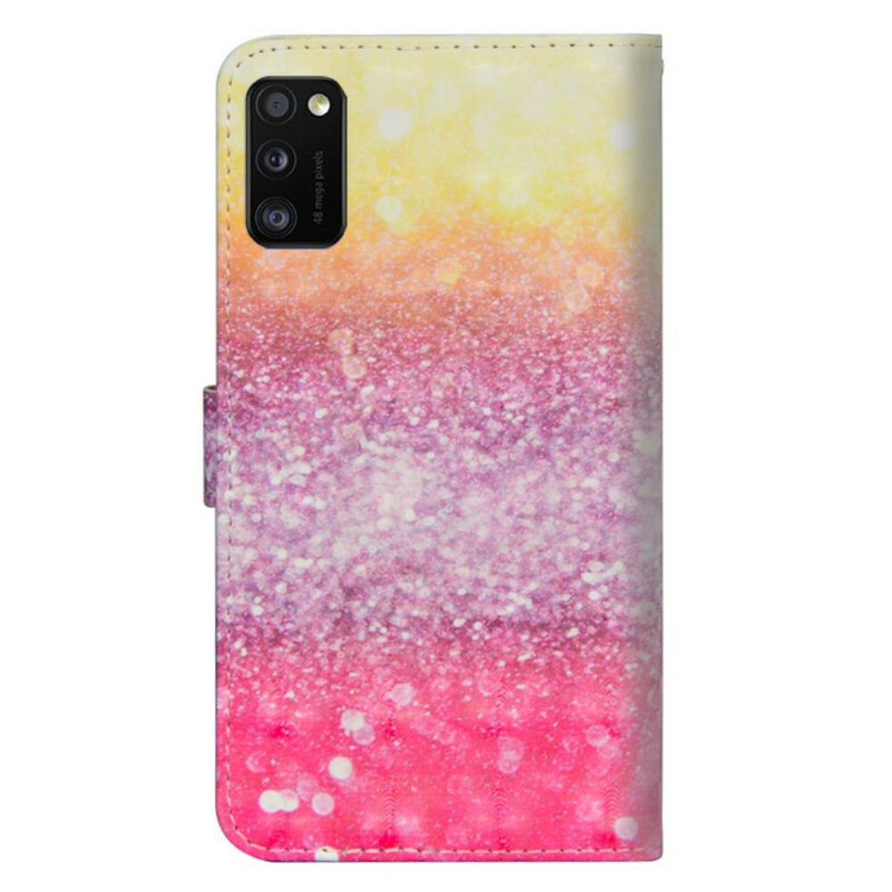 Leren Hoesje voor Samsung Galaxy A41 Magenta Glitterverloop