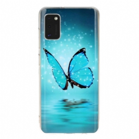 Telefoonhoesje voor Samsung Galaxy A41 Fluorescerende Blauwe Vlinder