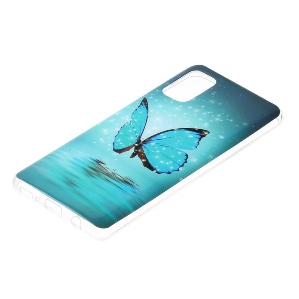 Telefoonhoesje voor Samsung Galaxy A41 Fluorescerende Blauwe Vlinder