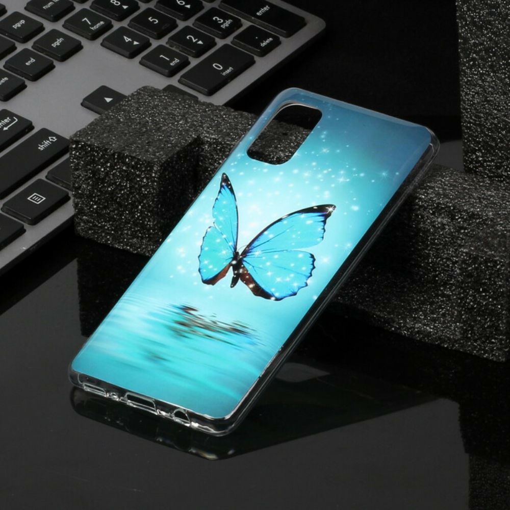 Telefoonhoesje voor Samsung Galaxy A41 Fluorescerende Blauwe Vlinder