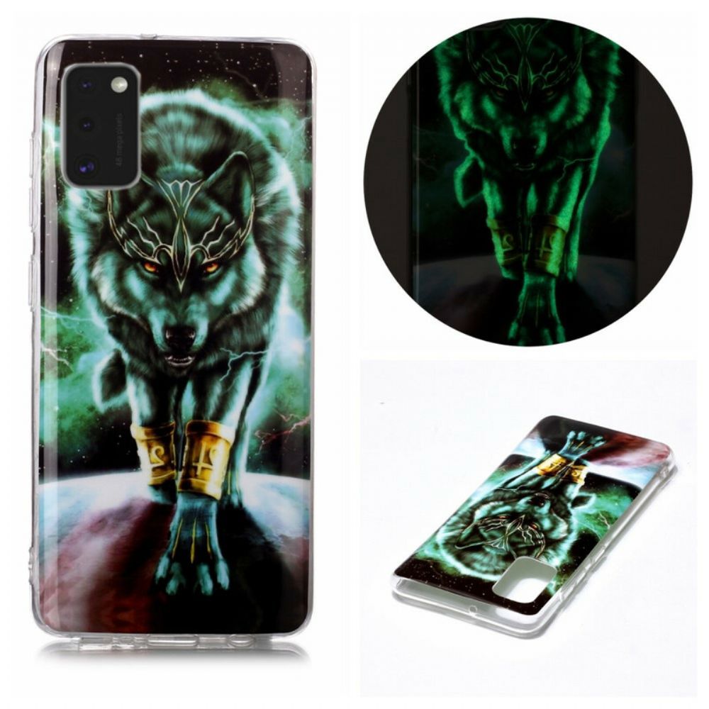 Telefoonhoesje voor Samsung Galaxy A41 Fluorescerende Wolf-serie