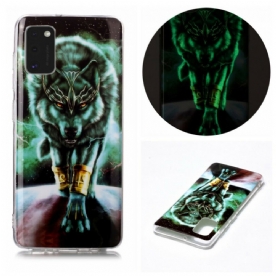 Telefoonhoesje voor Samsung Galaxy A41 Fluorescerende Wolf-serie