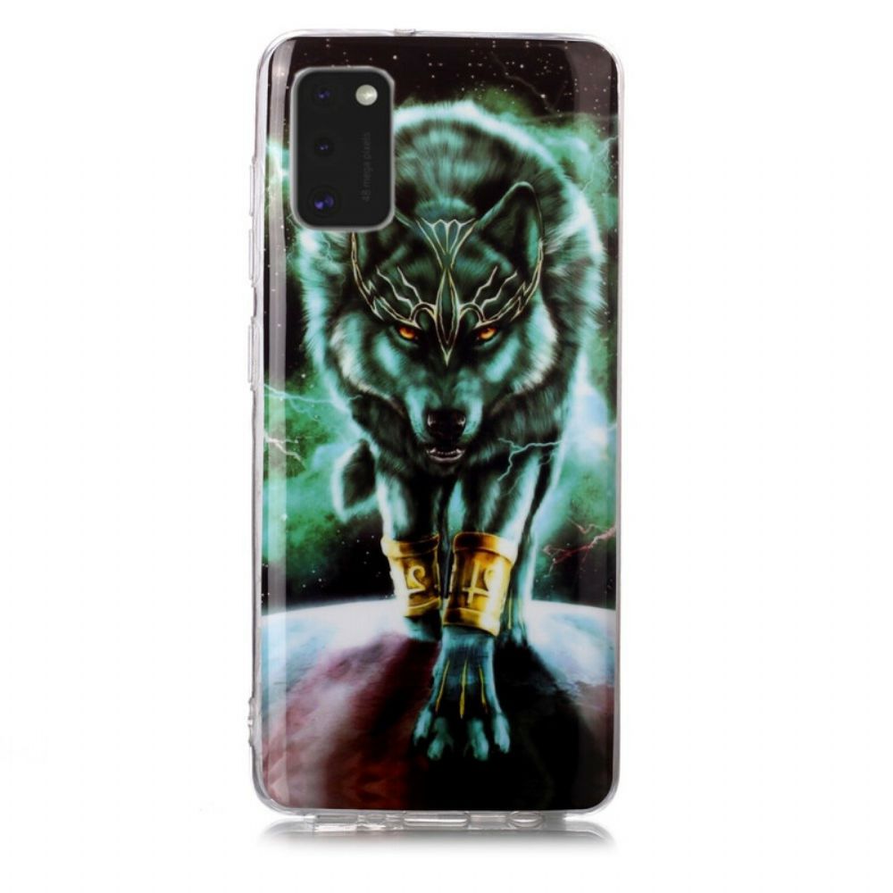 Telefoonhoesje voor Samsung Galaxy A41 Fluorescerende Wolf-serie