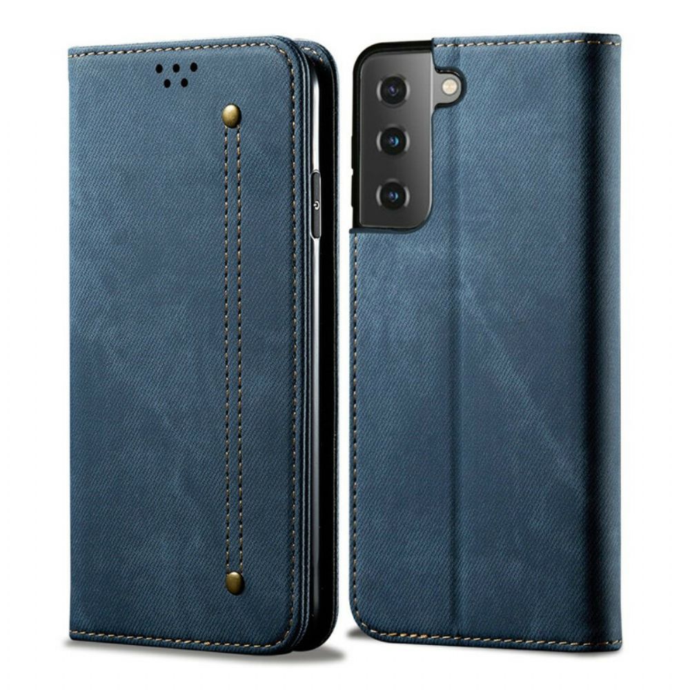 Bescherming Hoesje voor Samsung Galaxy S21 5G Folio-hoesje Denim Stof