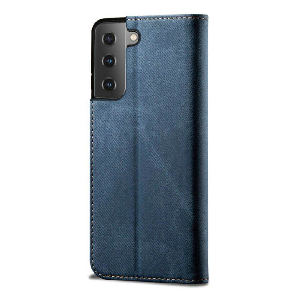 Bescherming Hoesje voor Samsung Galaxy S21 5G Folio-hoesje Denim Stof