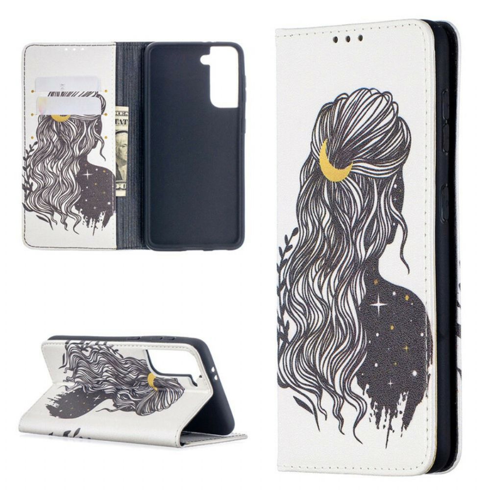 Bescherming Hoesje voor Samsung Galaxy S21 5G Folio-hoesje Mooi Haar