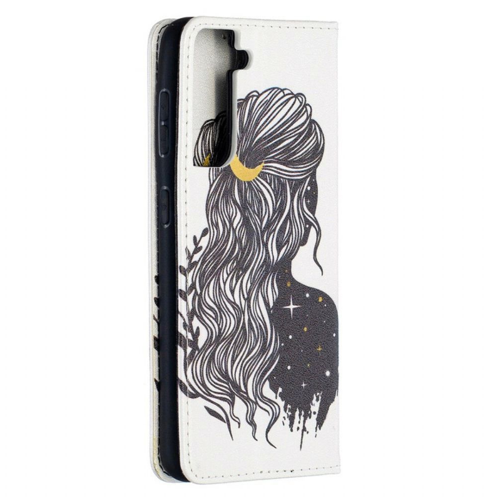 Bescherming Hoesje voor Samsung Galaxy S21 5G Folio-hoesje Mooi Haar