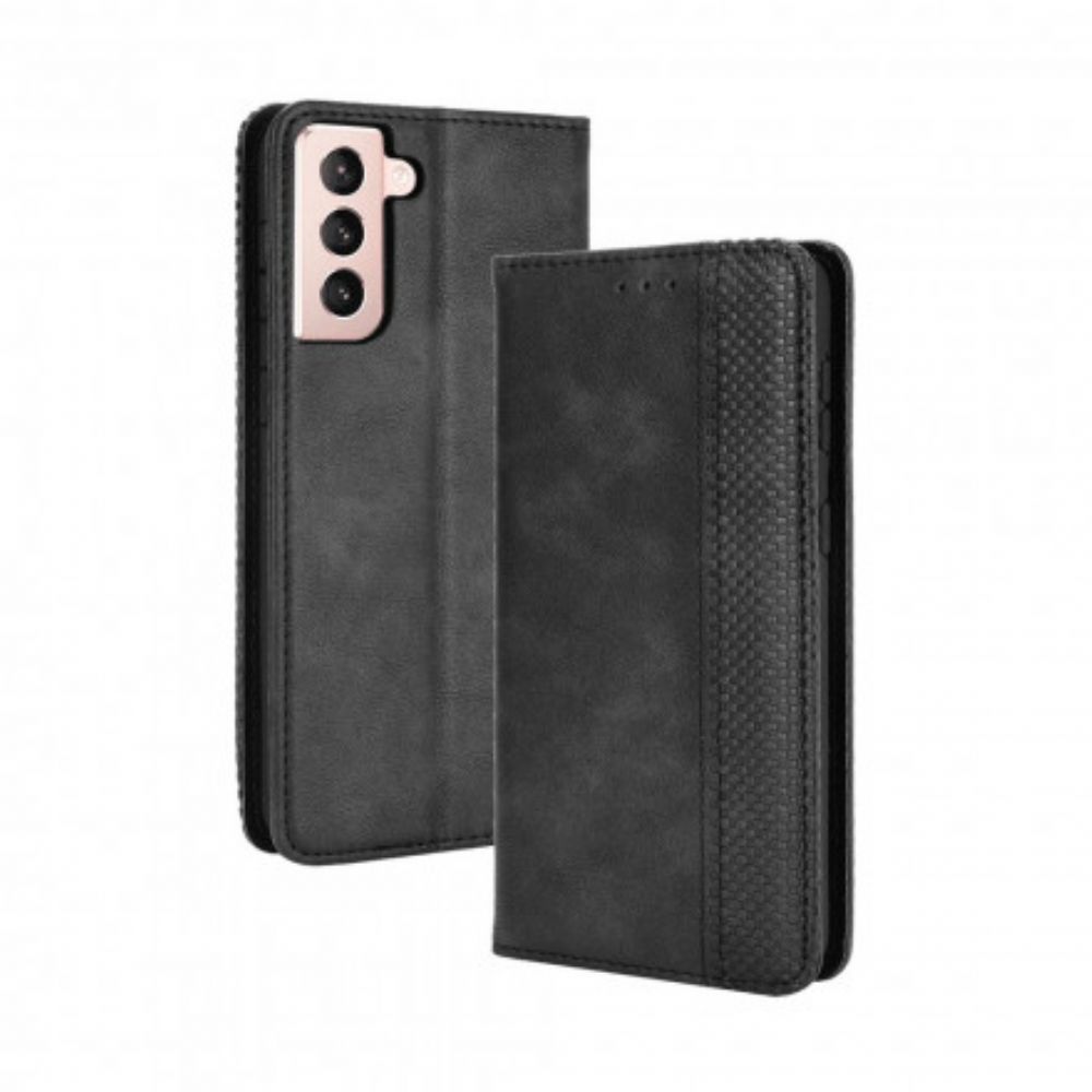 Bescherming Hoesje voor Samsung Galaxy S21 5G Folio-hoesje Vintage Gestileerd Leereffect