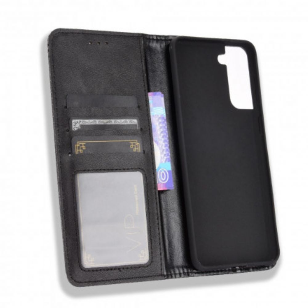 Bescherming Hoesje voor Samsung Galaxy S21 5G Folio-hoesje Vintage Gestileerd Leereffect