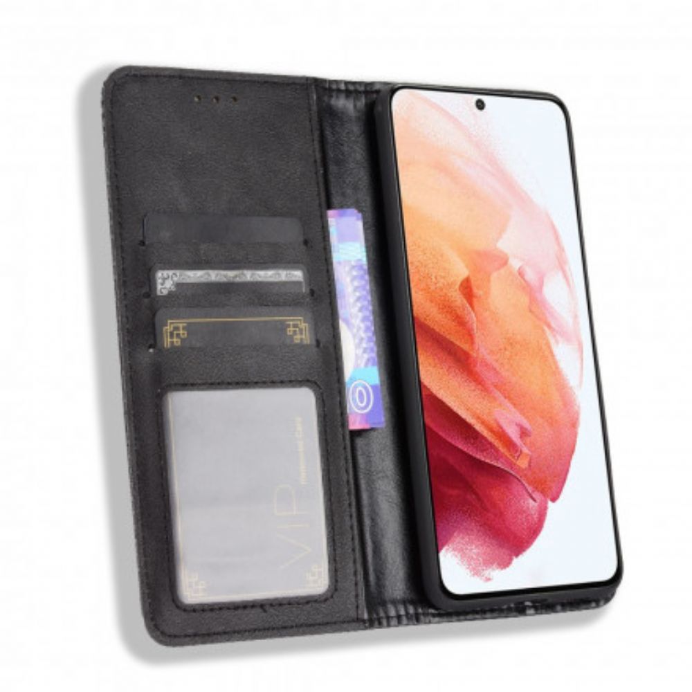 Bescherming Hoesje voor Samsung Galaxy S21 5G Folio-hoesje Vintage Gestileerd Leereffect