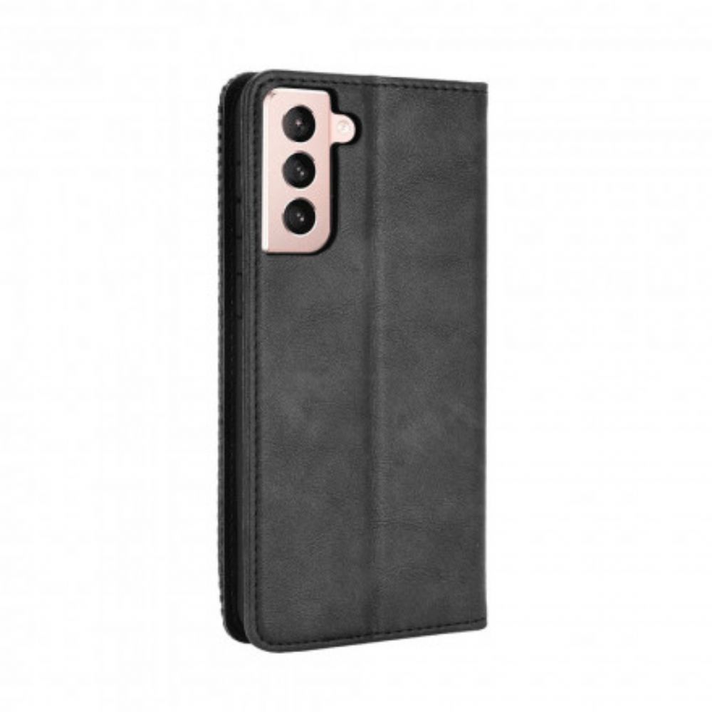 Bescherming Hoesje voor Samsung Galaxy S21 5G Folio-hoesje Vintage Gestileerd Leereffect