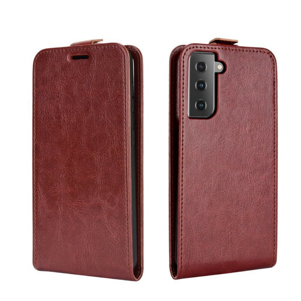 Flip Case voor Samsung Galaxy S21 5G Folio-hoesje Leren Effect Verticale Klep