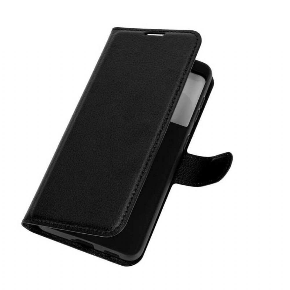 Flip Case voor Samsung Galaxy S21 5G Klassiek Litchi Kunstleer