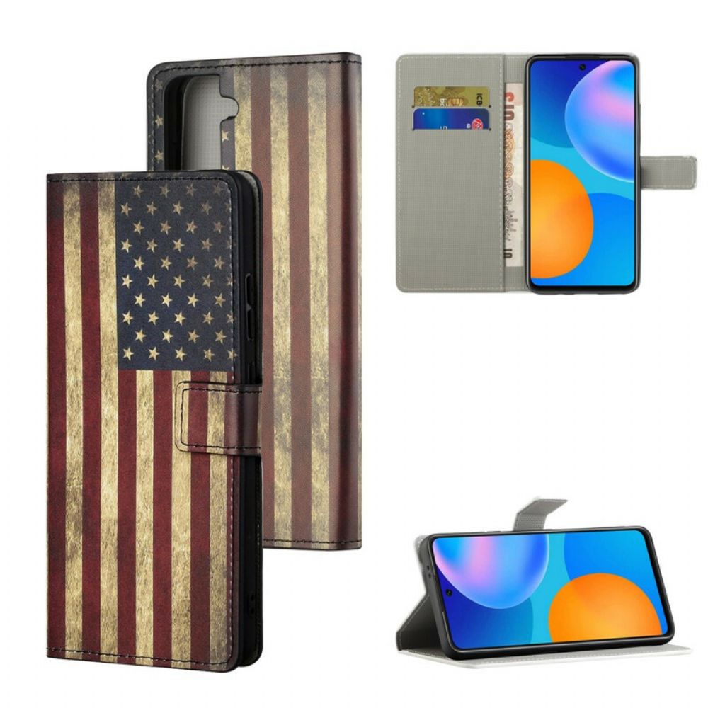 Folio-hoesje voor Samsung Galaxy S21 5G Amerikaanse Vlag