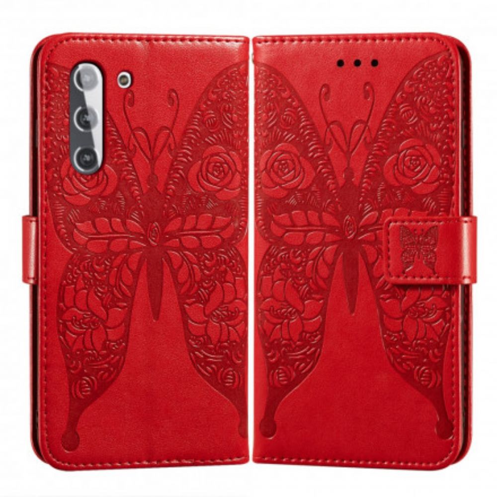 Folio-hoesje voor Samsung Galaxy S21 5G Butterfly Flower Pattern