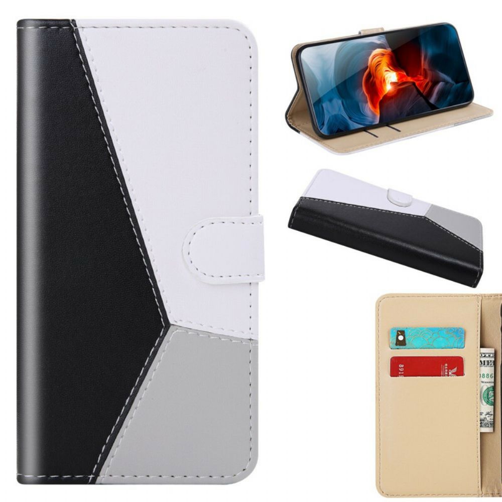 Folio-hoesje voor Samsung Galaxy S21 5G Driekleurig Leereffect