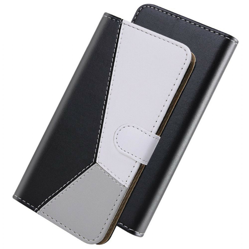 Folio-hoesje voor Samsung Galaxy S21 5G Driekleurig Leereffect