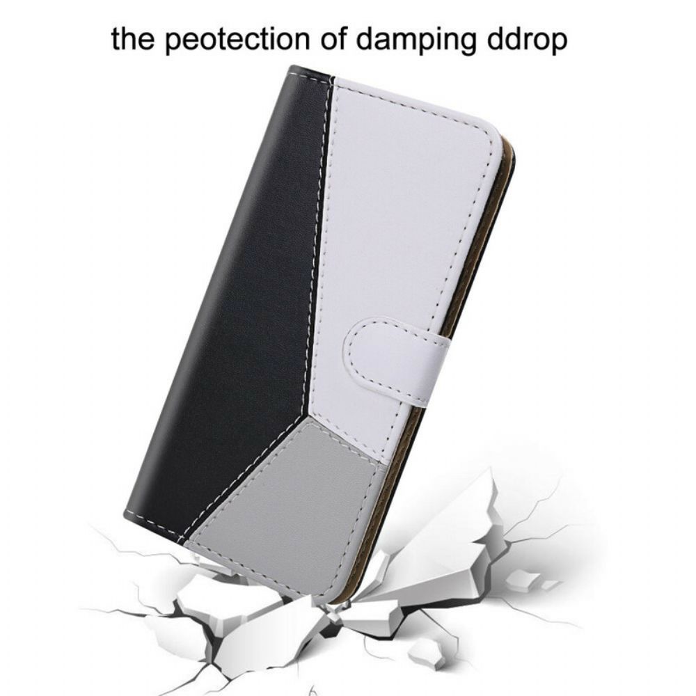 Folio-hoesje voor Samsung Galaxy S21 5G Driekleurig Leereffect