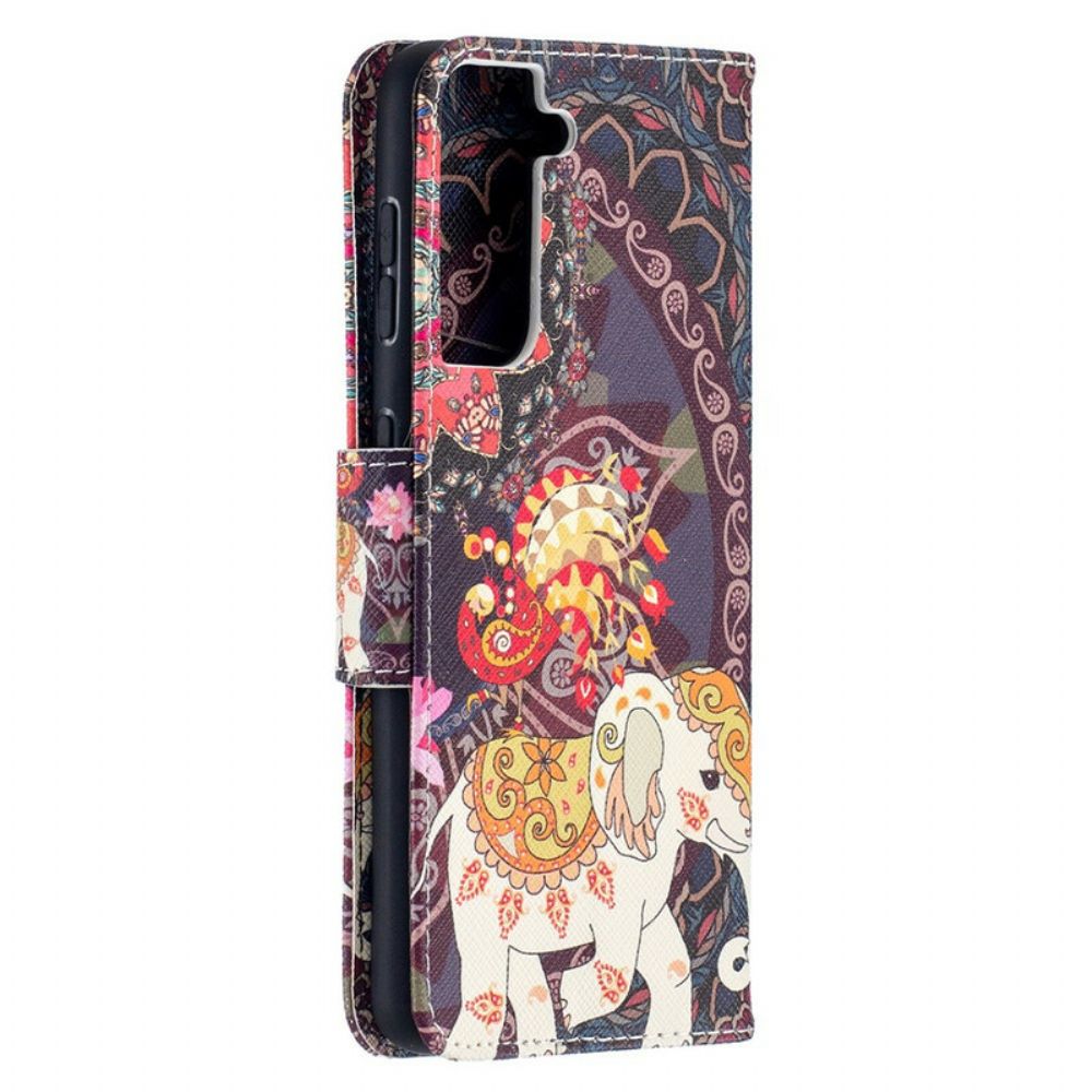 Folio-hoesje voor Samsung Galaxy S21 5G Etnische Olifantenmandala