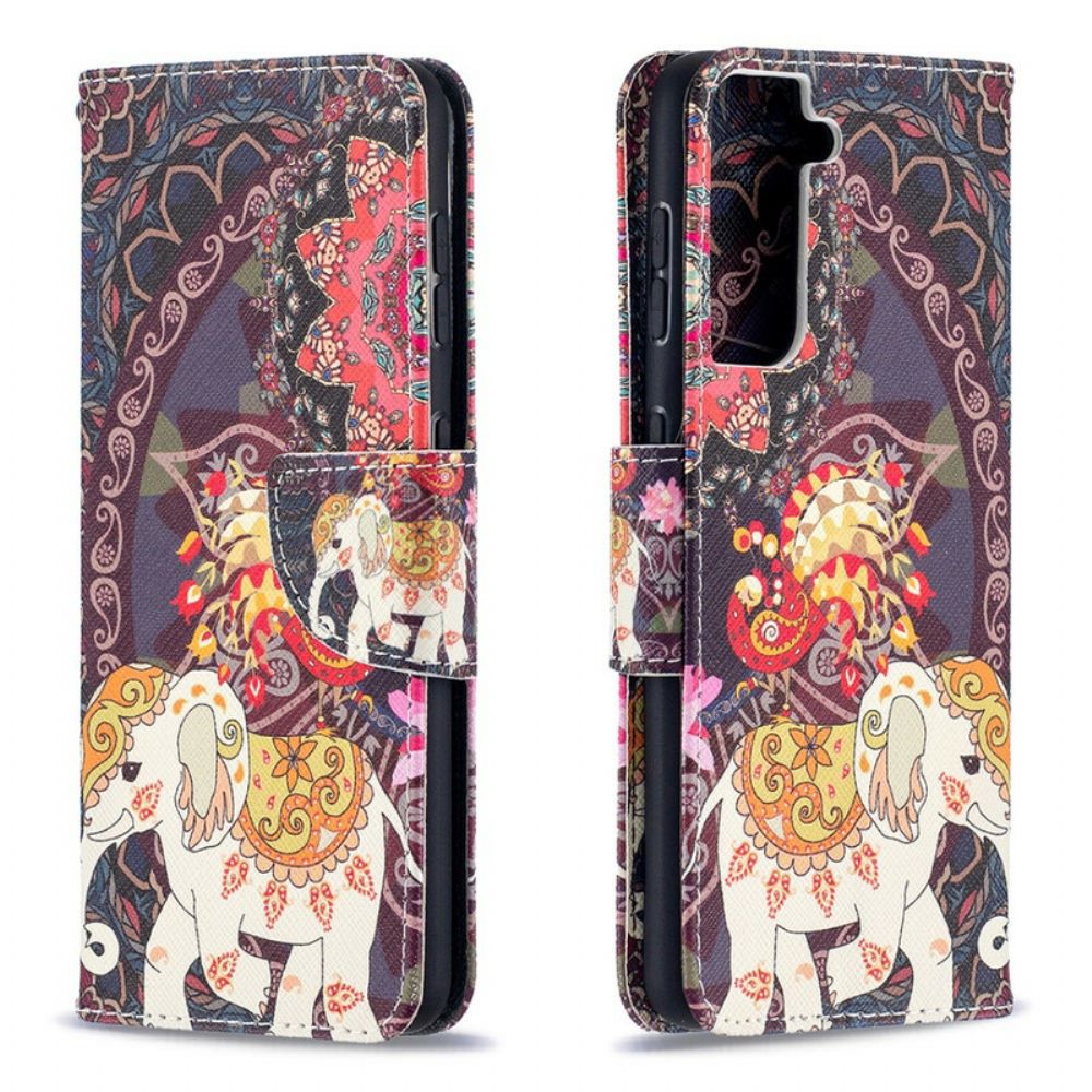 Folio-hoesje voor Samsung Galaxy S21 5G Etnische Olifantenmandala