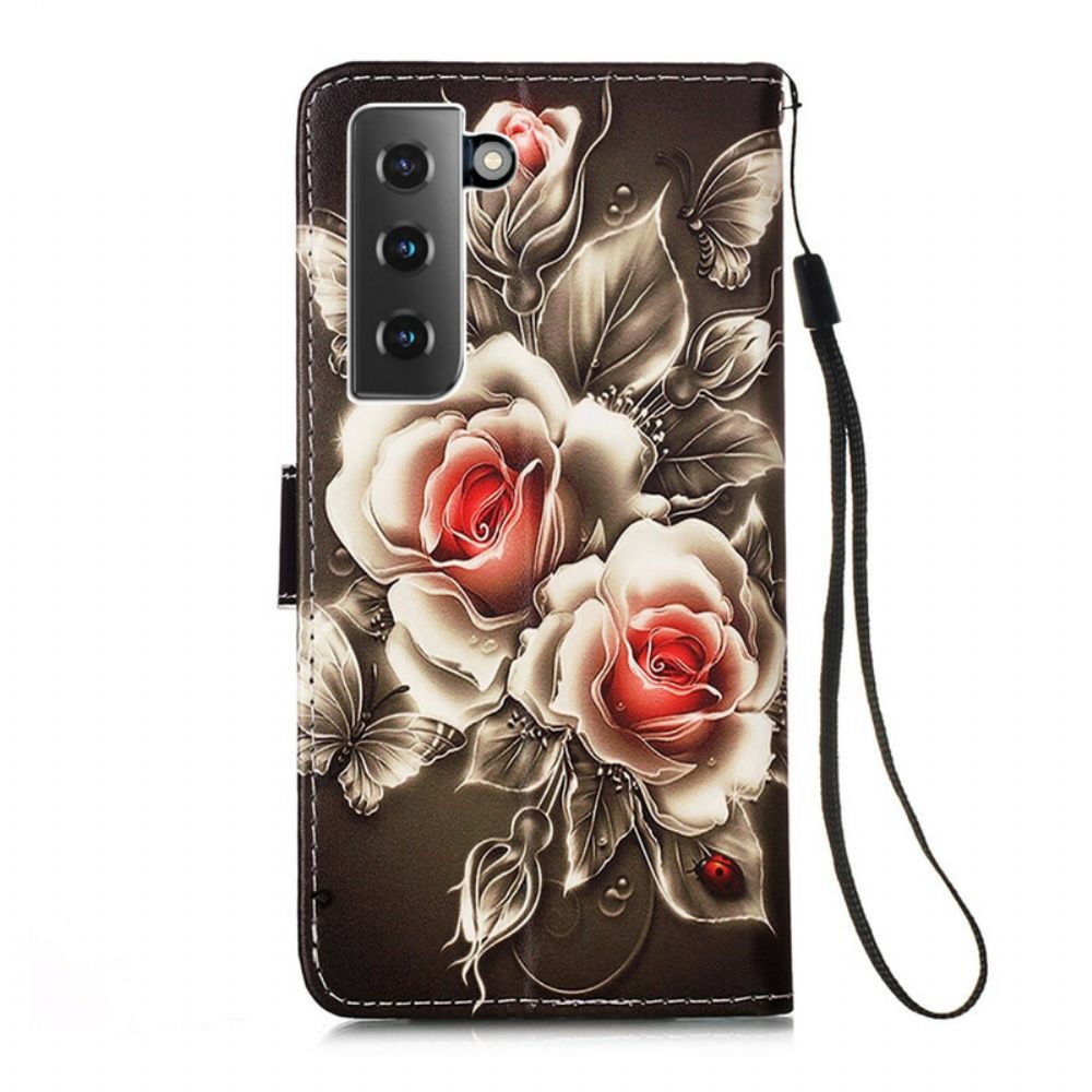 Folio-hoesje voor Samsung Galaxy S21 5G Gouden Rozen