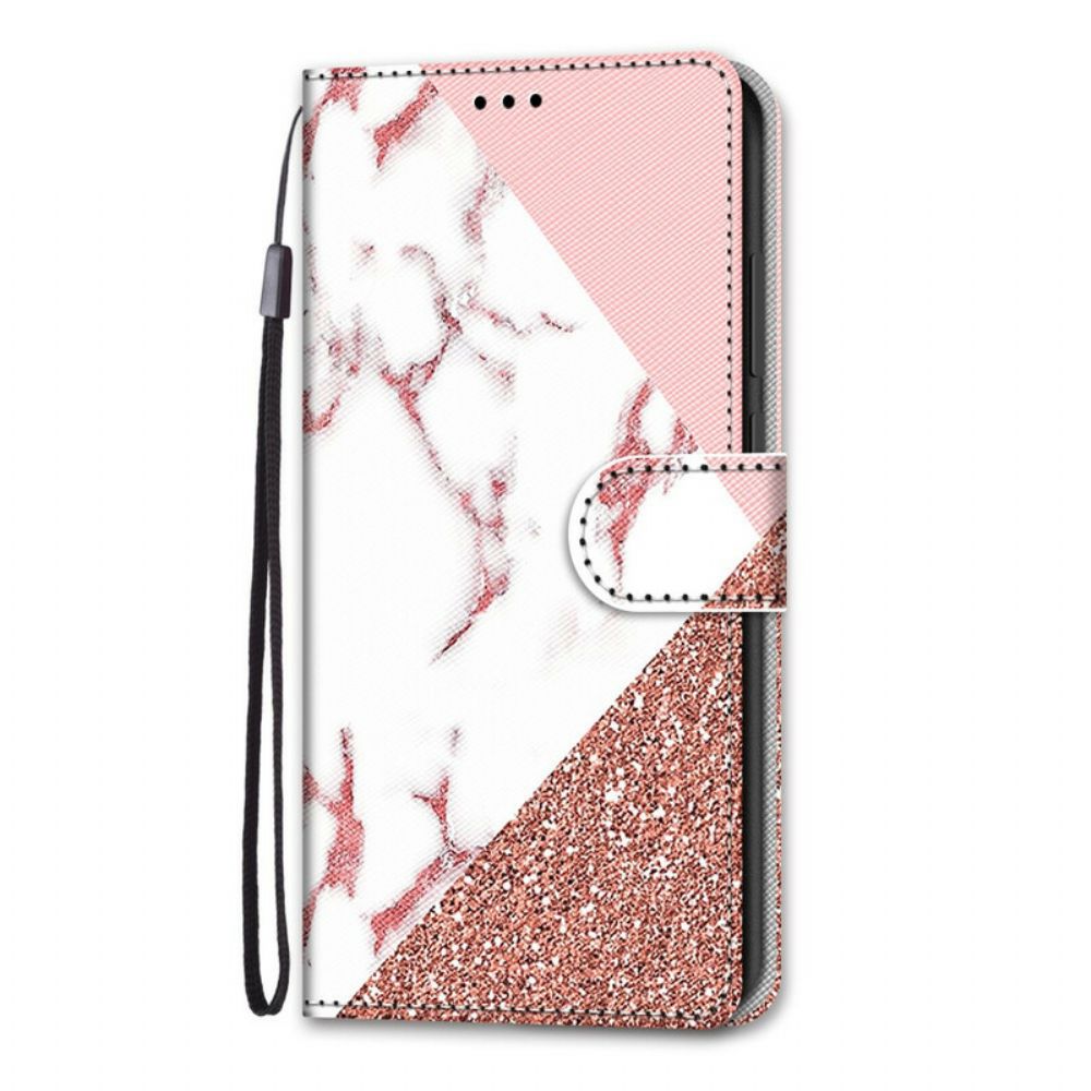 Folio-hoesje voor Samsung Galaxy S21 5G Marmer En Glitter Driehoek