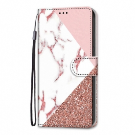 Folio-hoesje voor Samsung Galaxy S21 5G Marmer En Glitter Driehoek