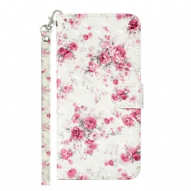 Folio-hoesje voor Samsung Galaxy S21 5G Met Ketting Bloemen Lichtvlekken Met Riem