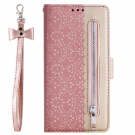 Folio-hoesje voor Samsung Galaxy S21 5G Met Ketting Coin Purse Met Veters