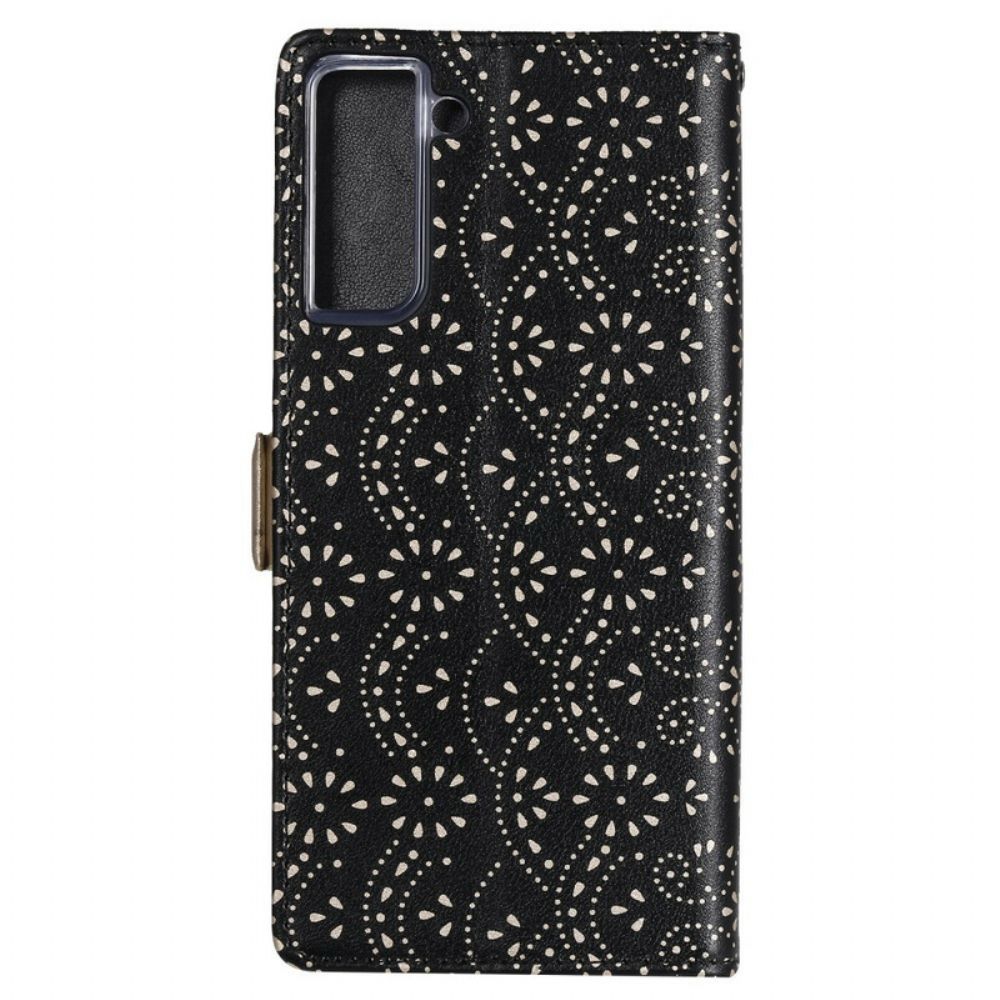 Folio-hoesje voor Samsung Galaxy S21 5G Met Ketting Coin Purse Met Veters