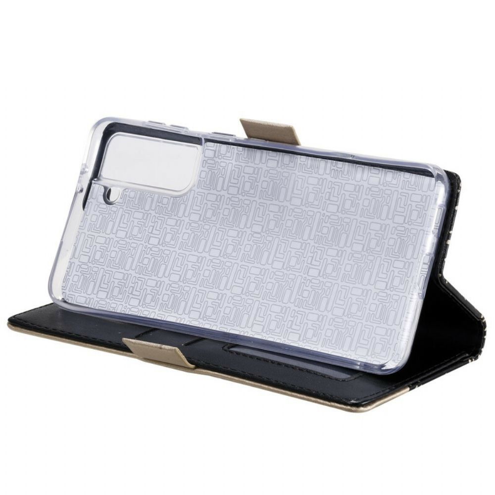 Folio-hoesje voor Samsung Galaxy S21 5G Met Ketting Coin Purse Met Veters