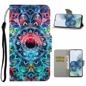 Folio-hoesje voor Samsung Galaxy S21 5G Met Ketting Flashy Strappy Mandala