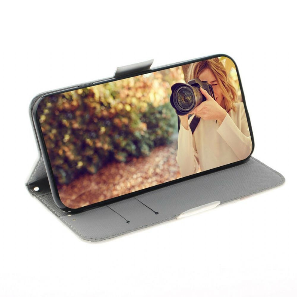 Folio-hoesje voor Samsung Galaxy S21 5G Met Ketting Thong Bloementak