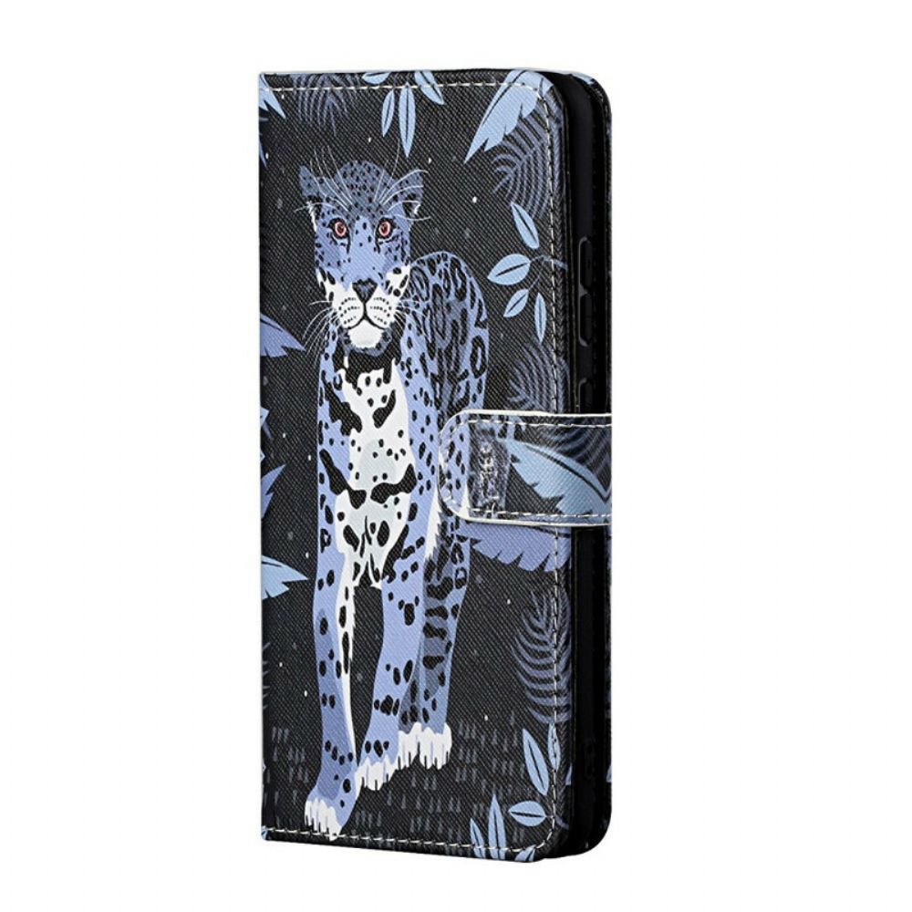 Folio-hoesje voor Samsung Galaxy S21 5G Met Ketting Thong Luipaard