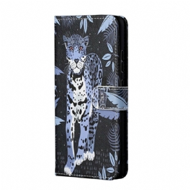 Folio-hoesje voor Samsung Galaxy S21 5G Met Ketting Thong Luipaard