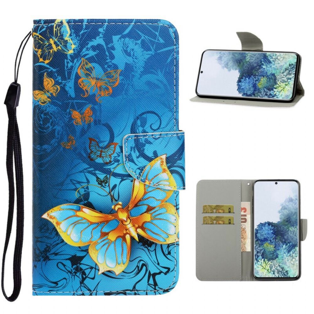 Folio-hoesje voor Samsung Galaxy S21 5G Met Ketting Vlinderriem Variaties