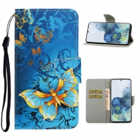 Folio-hoesje voor Samsung Galaxy S21 5G Met Ketting Vlinderriem Variaties