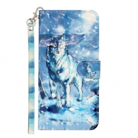 Folio-hoesje voor Samsung Galaxy S21 5G Met Ketting Wolf Light Strap Spots