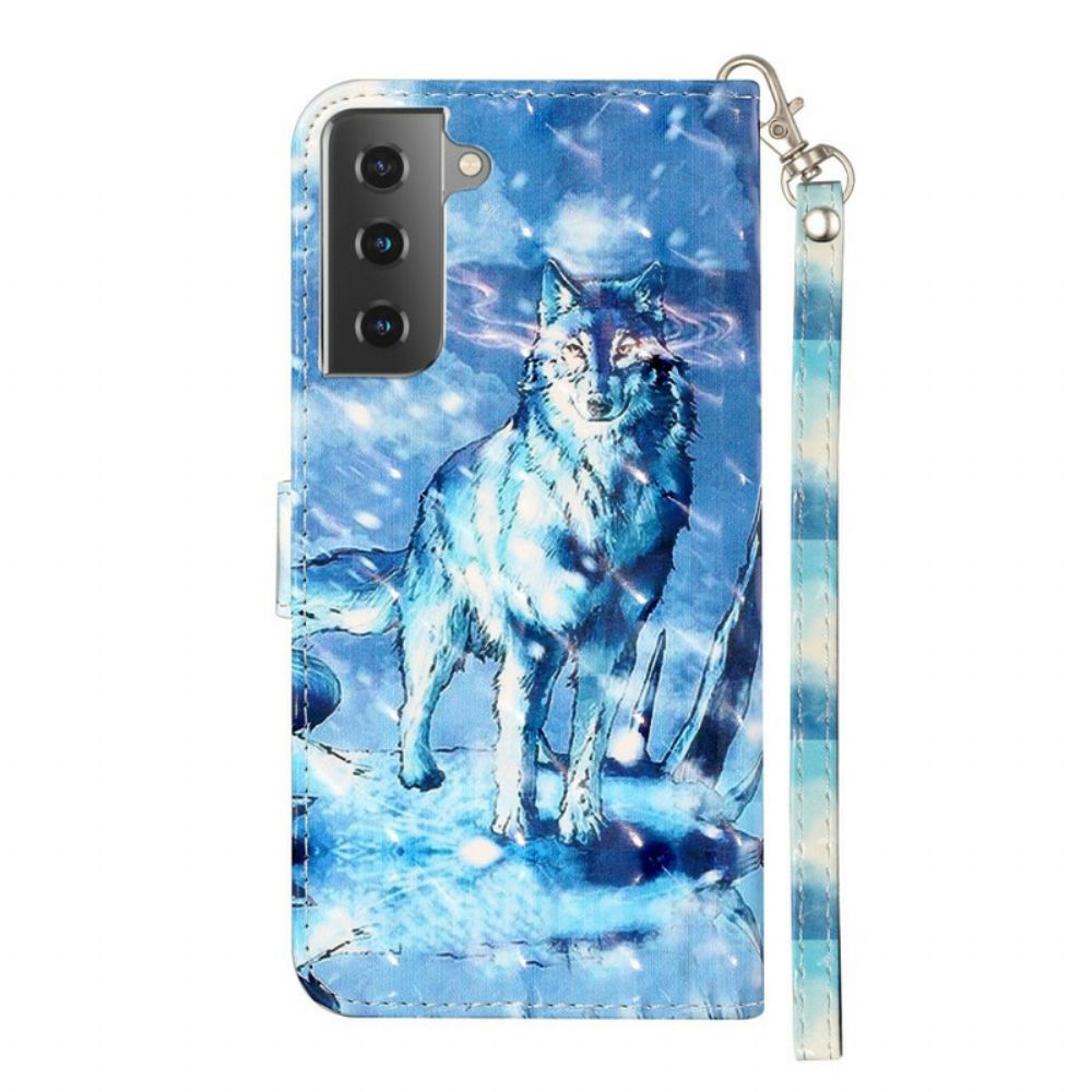 Folio-hoesje voor Samsung Galaxy S21 5G Met Ketting Wolf Light Strap Spots