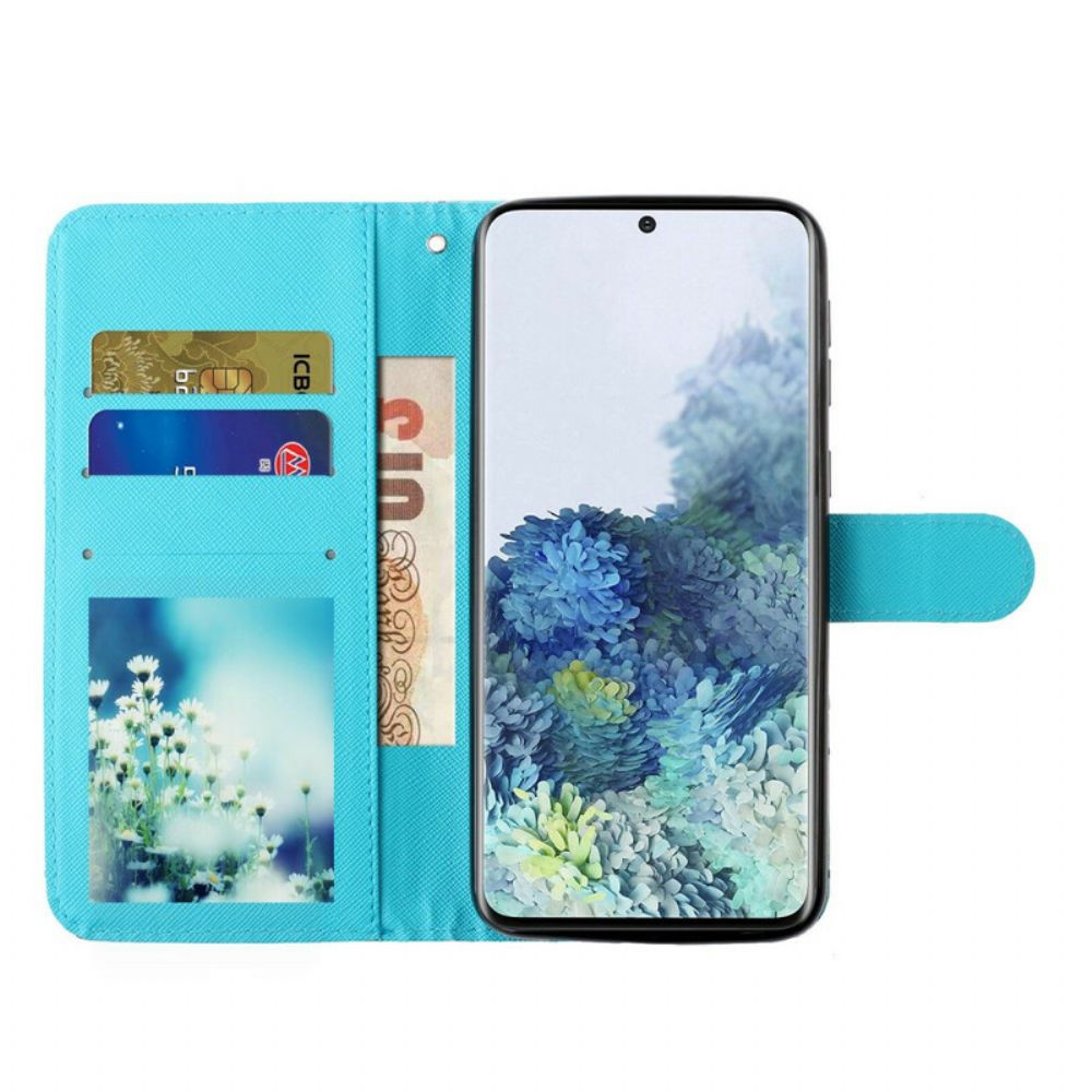 Folio-hoesje voor Samsung Galaxy S21 5G Met Ketting Wolf Light Strap Spots