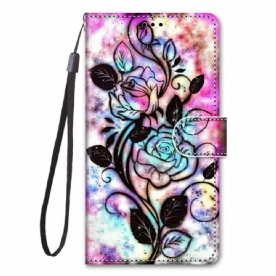 Folio-hoesje voor Samsung Galaxy S21 5G Neonbloemen