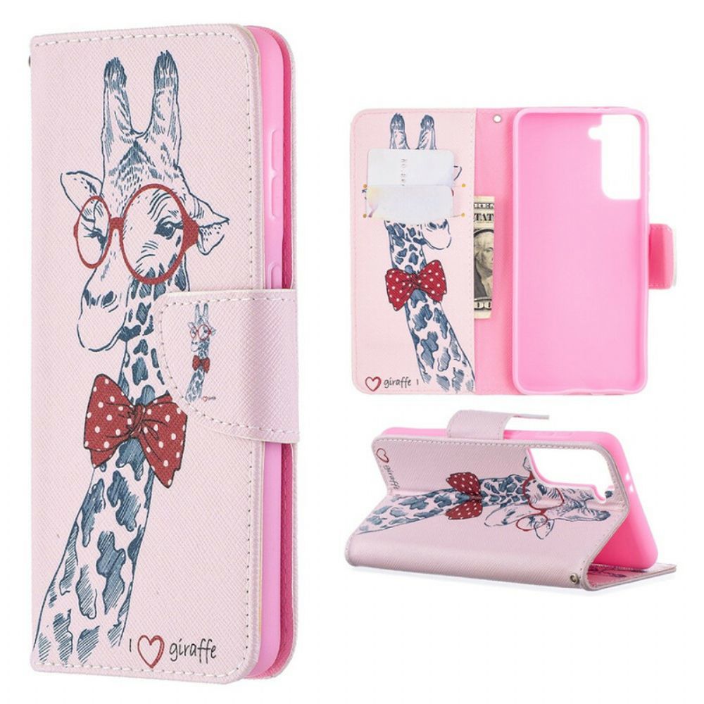 Folio-hoesje voor Samsung Galaxy S21 5G Nerdy Giraf