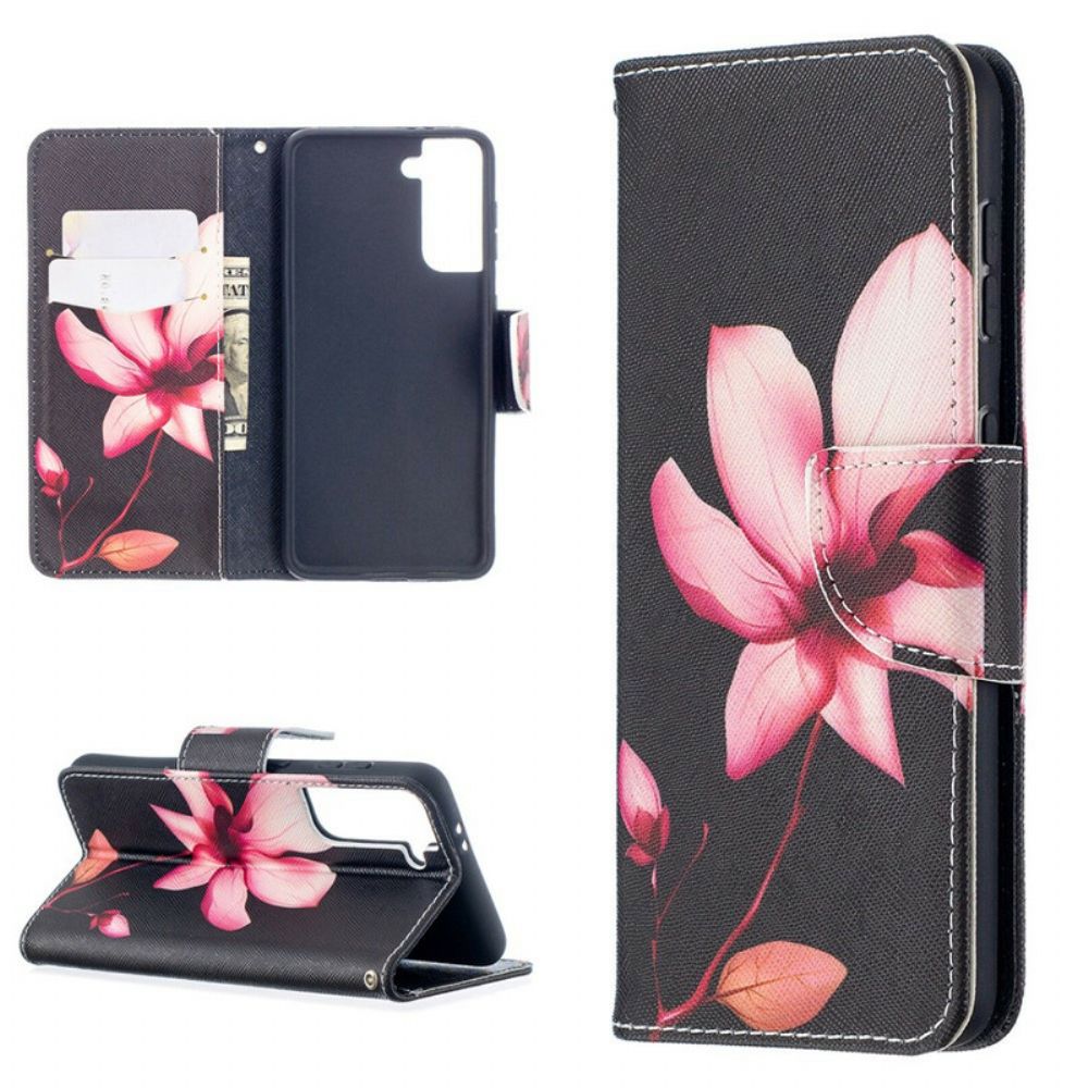 Folio-hoesje voor Samsung Galaxy S21 5G Roze Bloem