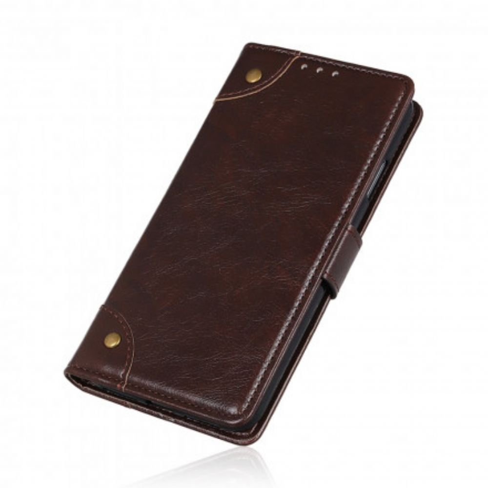 Folio-hoesje voor Samsung Galaxy S21 5G Vintage Klinknagels Nappaleer Stijl