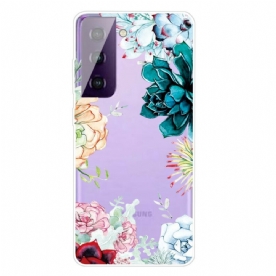 Hoesje voor Samsung Galaxy S21 5G Aquarel Bloemen