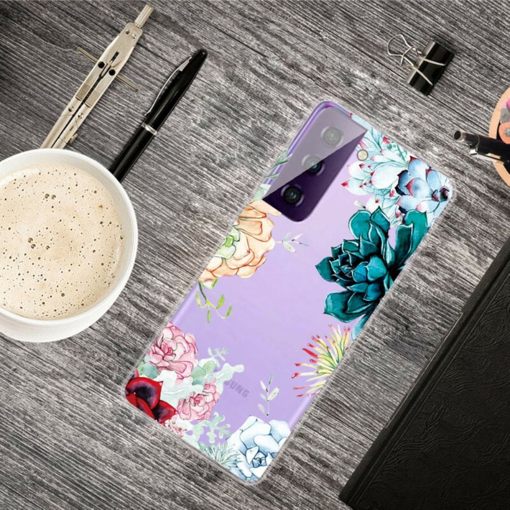 Hoesje voor Samsung Galaxy S21 5G Aquarel Bloemen