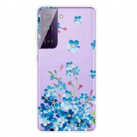 Hoesje voor Samsung Galaxy S21 5G Blauwe Bloemen