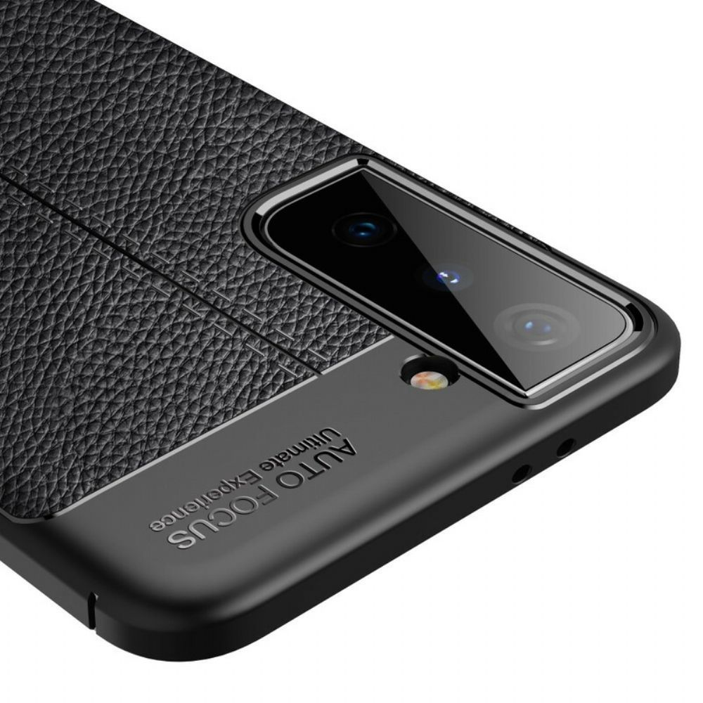 Hoesje voor Samsung Galaxy S21 5G Dubbele Lijn Litchi Leder Effect